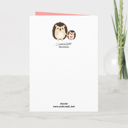 ハッピーマザーズデーお母さんと赤ちゃんハリネズミ カード (裏面)