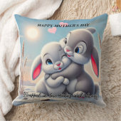 ハッピーマザーズデーかわいいウサギクッション クッション (ブランケット)