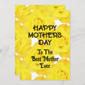 ハッピーマザーズデーイエローフローラルカスタムテキスト シーズンカード (正面/裏面)