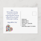 ハッピーマザーズデーウィズ民俗ハートカスタム文字 ポストカード (裏面)