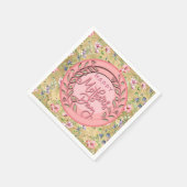 ハッピーマザーズデーエレガントピンクモダンフローラ スタンダードカクテルナプキン (角)