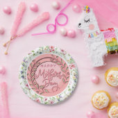 ハッピーマザーズデーエレガントピンクモダンフローラ ペーパープレート (パーティー)