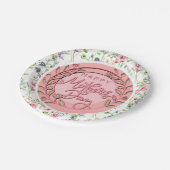 ハッピーマザーズデーエレガントピンクモダンフローラ ペーパープレート (アングル)