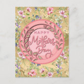 ハッピーマザーズデーエレガントピンクモダンフローラ ポストカード (正面)