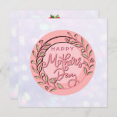 ハッピーマザーズデーエレガントピンクモダンフローラ 招待状 (正面/裏面)