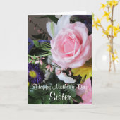 ハッピーマザーズデーシスターピンクローズブーケ カード (黄色い花)