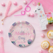 ハッピーマザーズデーピンクフローラ開花ナプキンズパペ ペーパープレート (パーティー)