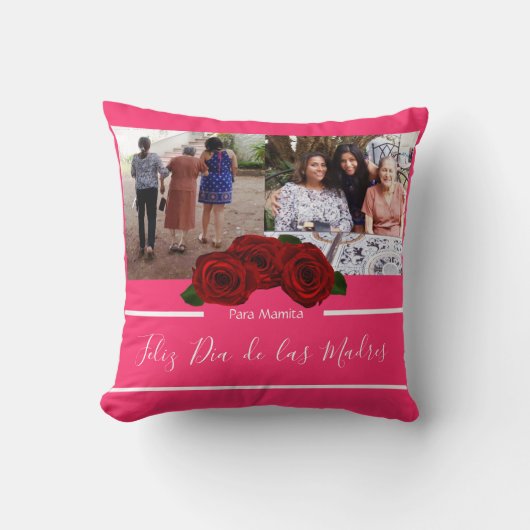ハッピーマザーズデー赤スペインのバラ母の日 クッション (正面)