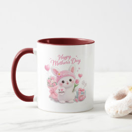 ハッピーマザーズデー - かわいいうさぎの愛 マグカップ