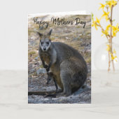 ハッピーマザーズデー ウォラビー ベイビー ジョーイ カード (黄色い花)