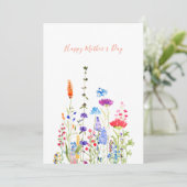 ハッピーマザーズデー カラフルな野生の花のカード 招待状 (スタンド正面)