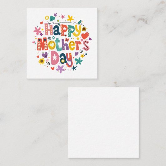 ハッピーマザーズデー クール フラワール カラフル タイポグラフィ ノートカード (正面/裏面)