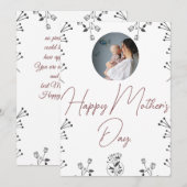 ハッピーマザーズデー シンプルなお花 ママとベビーの写真 シーズンカード (正面/裏面)