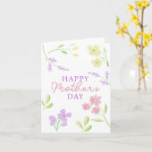 ハッピーマザーズデー ソフト フローラル ウォーターカラー パステル カード (黄色い花)