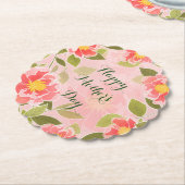ハッピーマザーズデー、パステルかわいらしピンク。 ペーパーコースター (アングル)