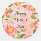 ハッピーマザーズデー、パステルかわいらしピンク。 ラウンドシール (正面)