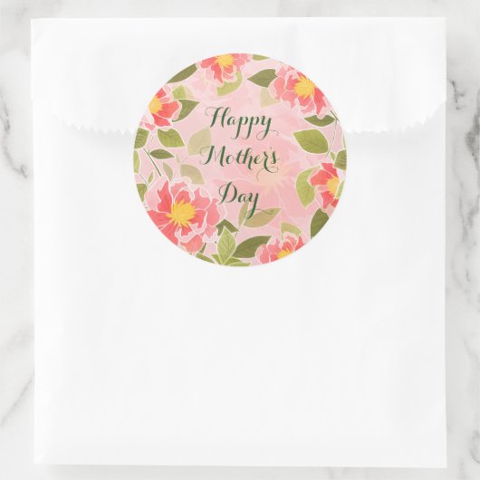 ハッピーマザーズデー、パステルかわいらしピンク。 ラウンドシール (バッグ)