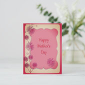 ハッピーマザーズデー ピンクの縁取りとタンポポの種 ポストカード (スタンド正面)