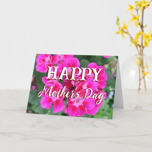ハッピーマザーズデー ピンクの花の写真 カード (黄色い花)
