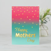 ハッピーマザーズデー - ピンクブルーオンブル 箔シーズンカード (立ち正面)