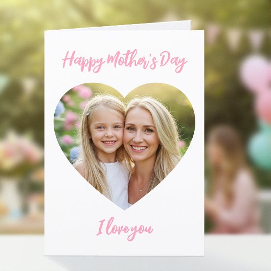 ハッピーマザーズデー ママ フォト かわいい ハート ピンク カード