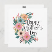 ハッピーマザーズデー 右側 花 ピンク 桃色 クリーム シーズンカード (正面/裏面)