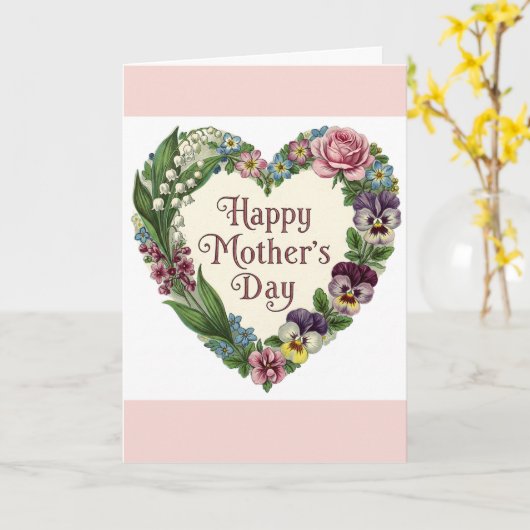 ハッピーマザーズビクトリアンデイフローラハートリース カード (黄色い花)