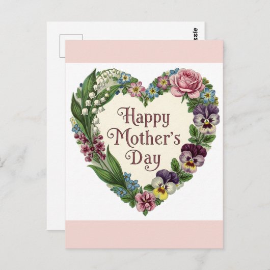 ハッピーマザーズビクトリアンデイフローラハートリース ポストカード (正面/裏面)
