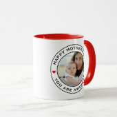 ハッピーマザーズ日フォトハート赤ホワイトブラック文字 マグカップ (正面右)
