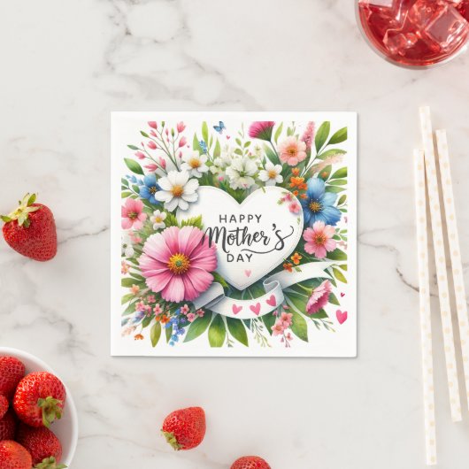 ハッピーマザーズ日フローラハート スタンダードカクテルナプキン (インサイチュ)