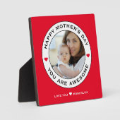 ハッピーマザーズ日写真文字ハート赤白黒白 フォトプラーク (正面)