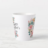 ハッピーマザーズ日右サイド花ピーチピンクCr カフェラテマグ (正面)