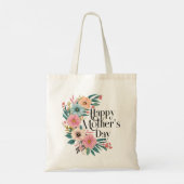 ハッピーマザーズ日右サイド花ピーチピンクCr ラージトートバッグ (裏面)