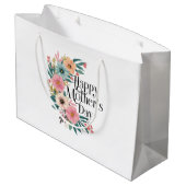 ハッピーマザーズ日右サイド花ピーチピンクCr ラージペーパーバッグ (裏面アングル)