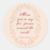 ハッピーマザーズ日引用文タイポグラフィエレガントヴィンテージ ラウンドシール (正面)