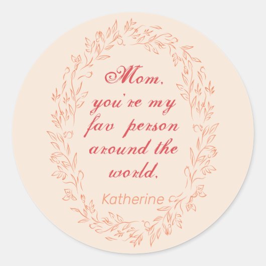 ハッピーマザーズ日引用文タイポグラフィエレガントヴィンテージ ラウンドシール (正面)