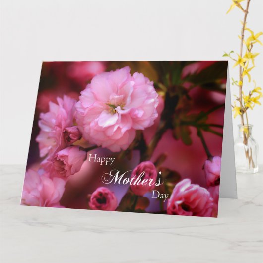 ハッピーマザーズ日春ピンクさくらんぼの花 カード (黄色い花)