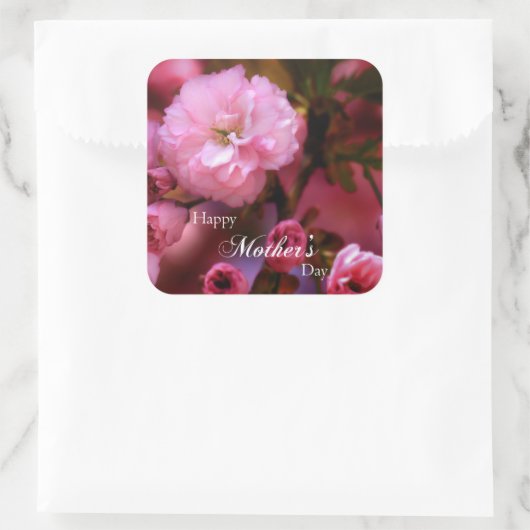 ハッピーマザーズ日春ピンクさくらんぼの花 スクエアシール (バッグ)