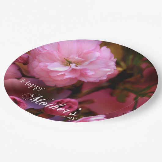 ハッピーマザーズ日春ピンクさくらんぼの花 ペーパープレート (アングル)