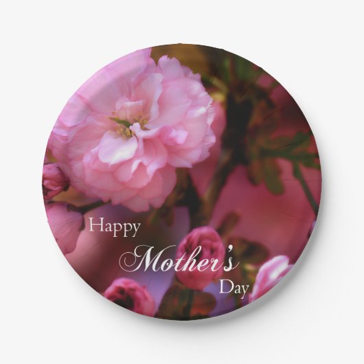 ハッピーマザーズ日春ピンクさくらんぼの花 ペーパープレート (正面)