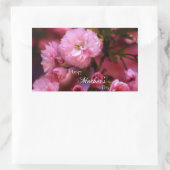 ハッピーマザーズ日春ピンクさくらんぼの花 長方形シール (バッグ)