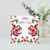 ハッピーマザーズ日赤いバラフローラ緑の葉 シーズンカード (スタンド正面)