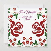 ハッピーマザーズ日赤いバラフローラ緑の葉 シーズンカード (裏面)