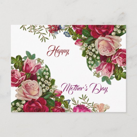 ハッピーマザーズ素朴デイバラフローラ緑の葉 シーズンポストカード (正面)