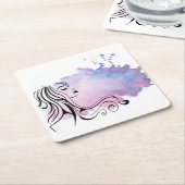 ハッピーマザーズ・デイ女性デー スクエアペーパーコースター (アングル)