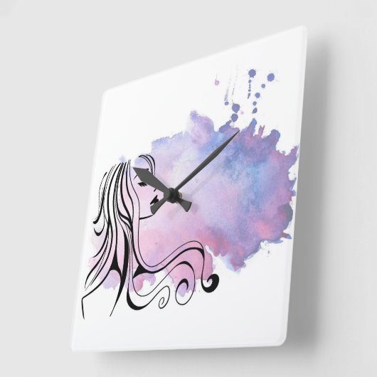 ハッピーマザーズ・デイ女性デー スクエア壁時計 (傾斜)