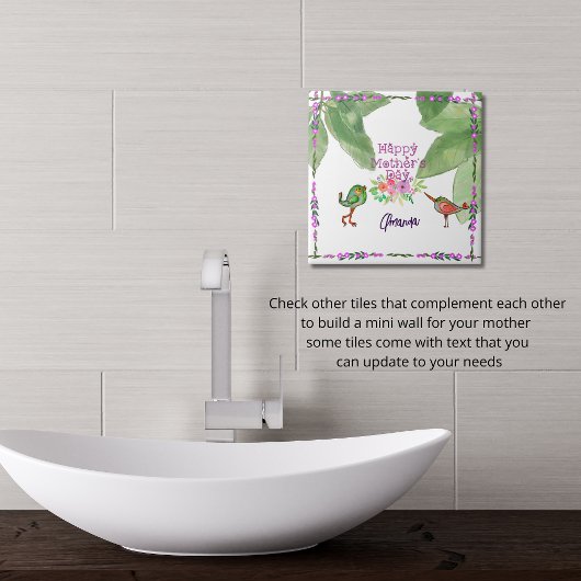 ハッピーマザーズ・デイ装飾鳥 タイル