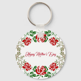 ハッピーマザーズ・デイ赤いバラフローラ緑かわいい キーホルダー