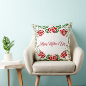 ハッピーマザーズ・デイ赤いバラフローラ緑かわいい クッション (椅子)
