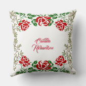 ハッピーマザーズ・デイ赤いバラフローラ緑かわいい クッション (裏面)